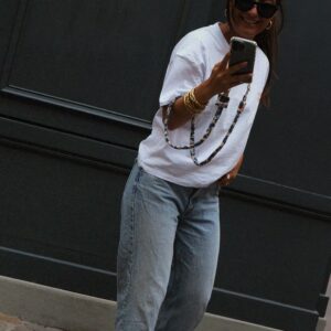 Anse longue tressée de téléphone - bandana made in USA, confection Toulouse