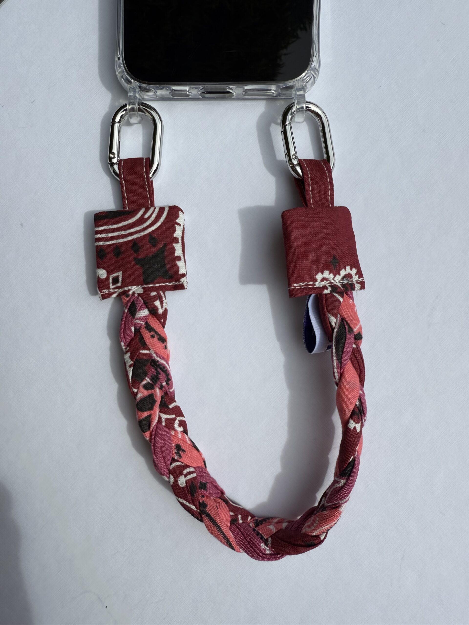 Poignet de téléphone Bordeaux - Fuchsia et Rose