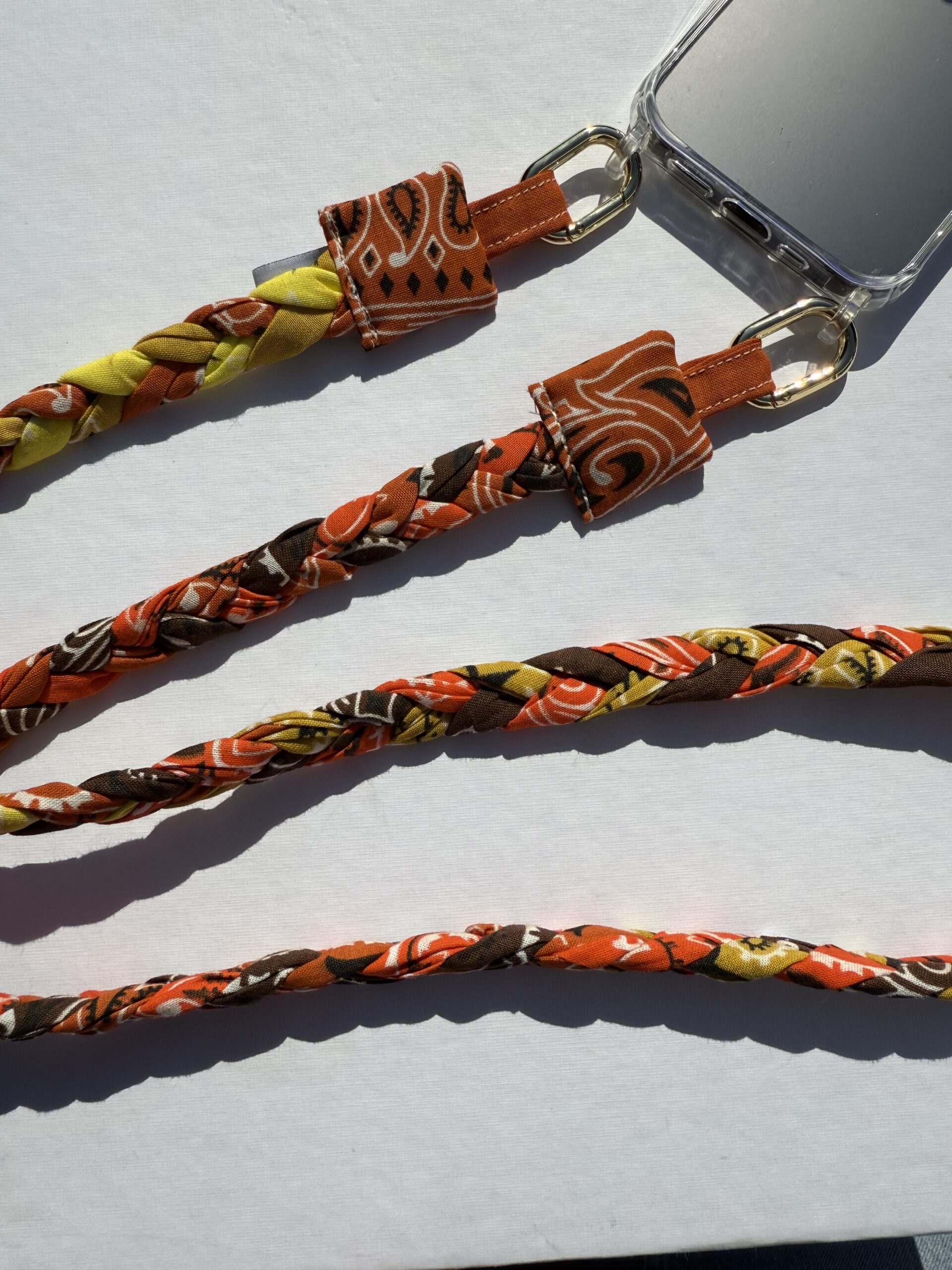 Tresse de téléphone Orange Vintage, Marron, Jaune