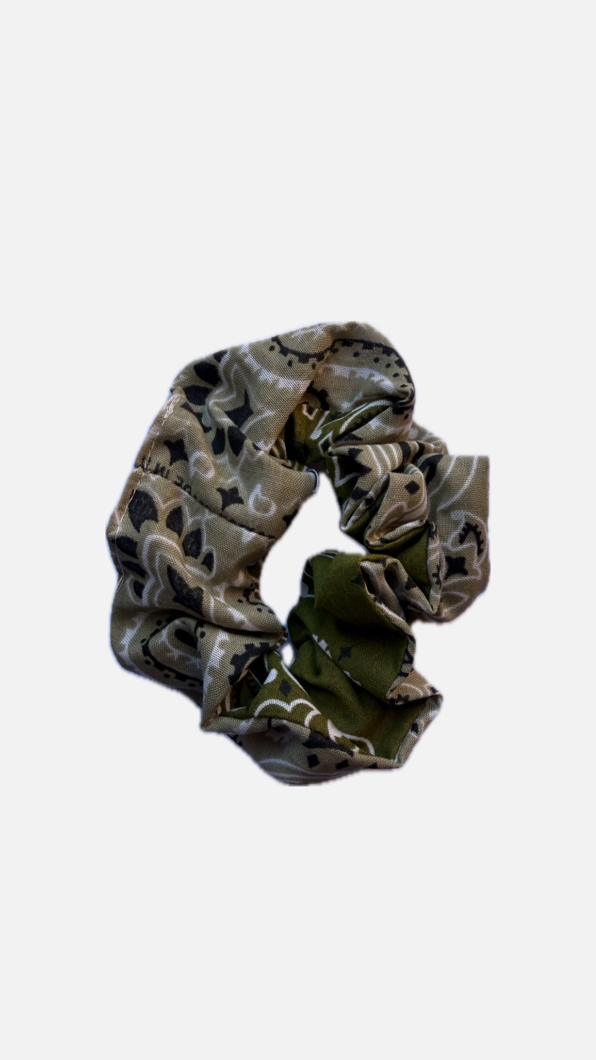 chouchou bandanas beige et kaki - made in France