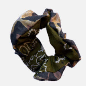 chouchou léopard - bandana kaki - made in france