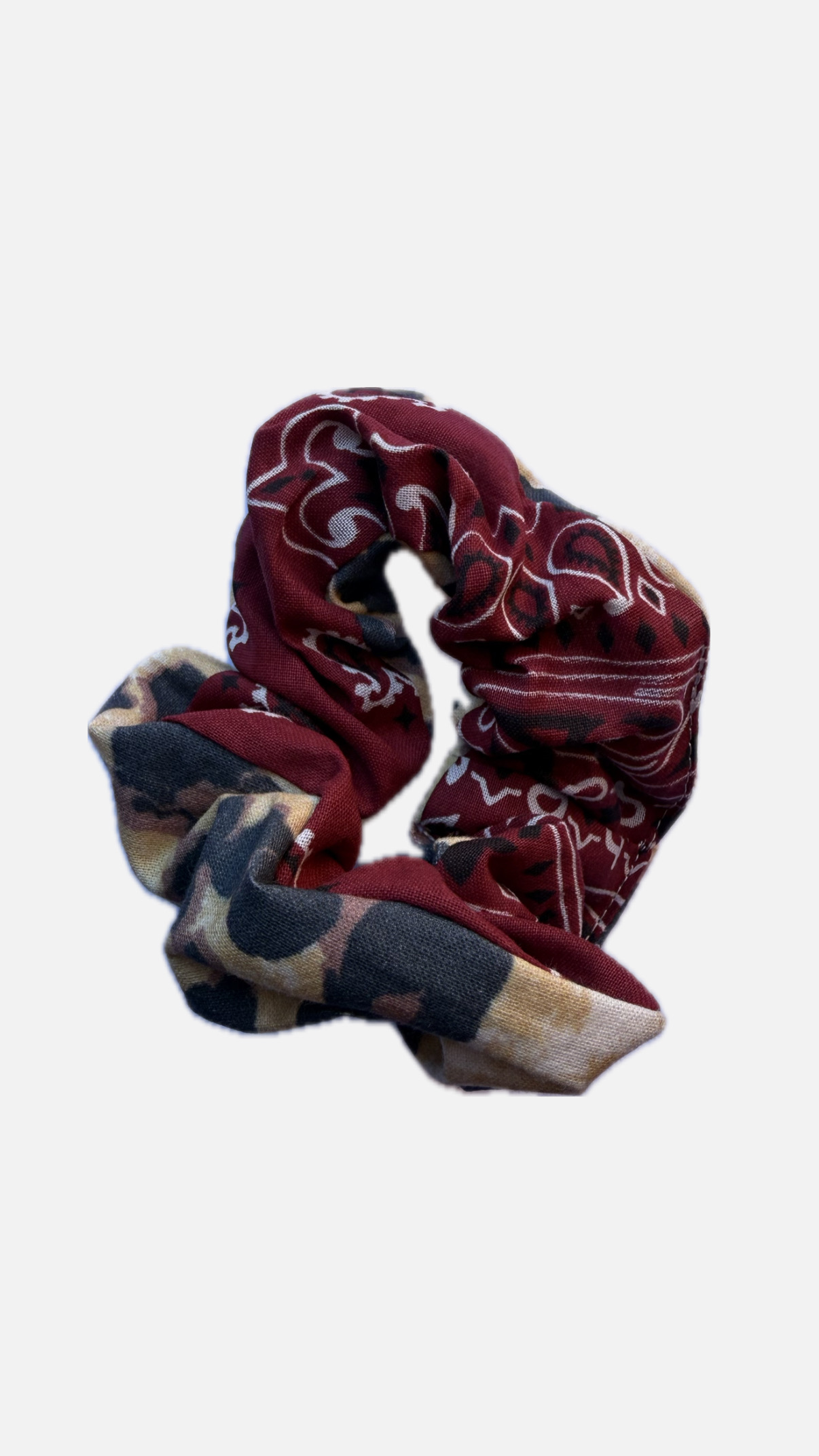 chouchou léopard - bandana bordeaux - made in France